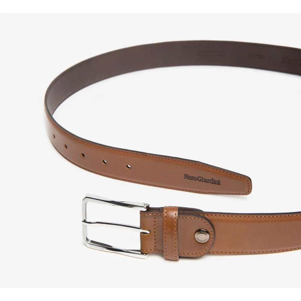 Nerogiardini Elegante Leren Riem voor Mannen Brown Heren