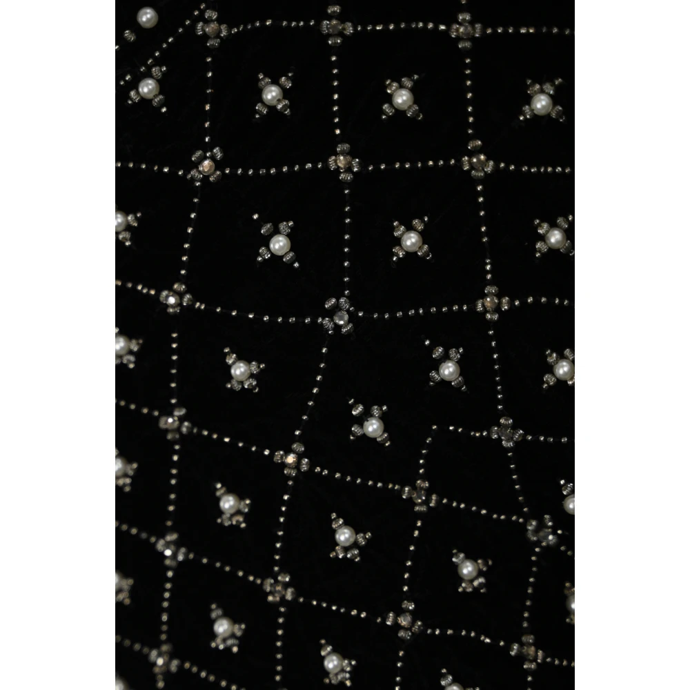 Twinset Zwarte Juweel-geborduurde Fluwelen Shorts Black Dames