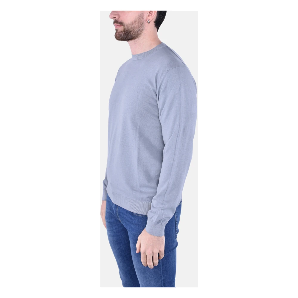 Blauer Katoenen Crewneck Sweater met Vervaagd Effect Gray Heren