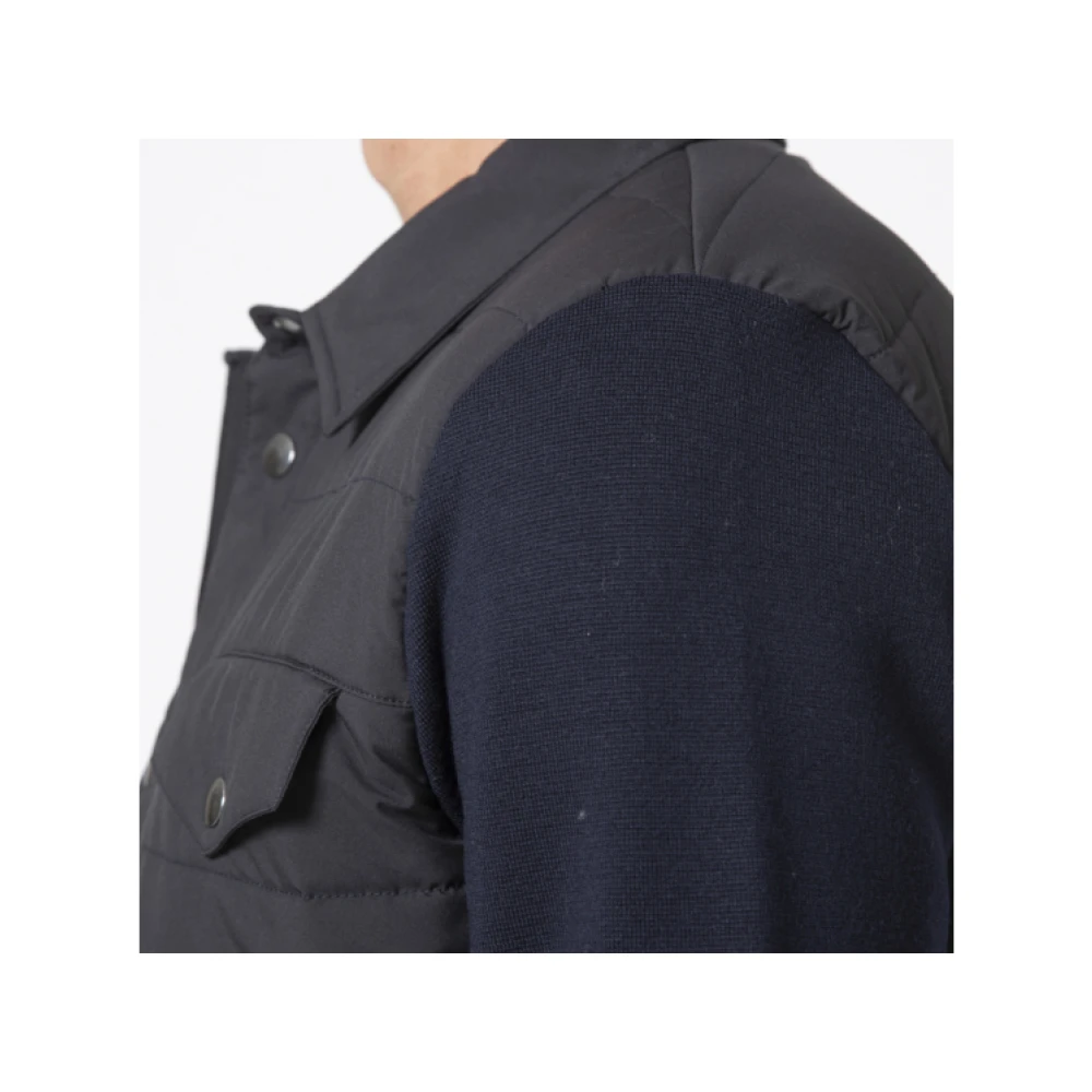 Gran Sasso Navyblauwe Bi-Materiaal Jas Overhemd Black Heren