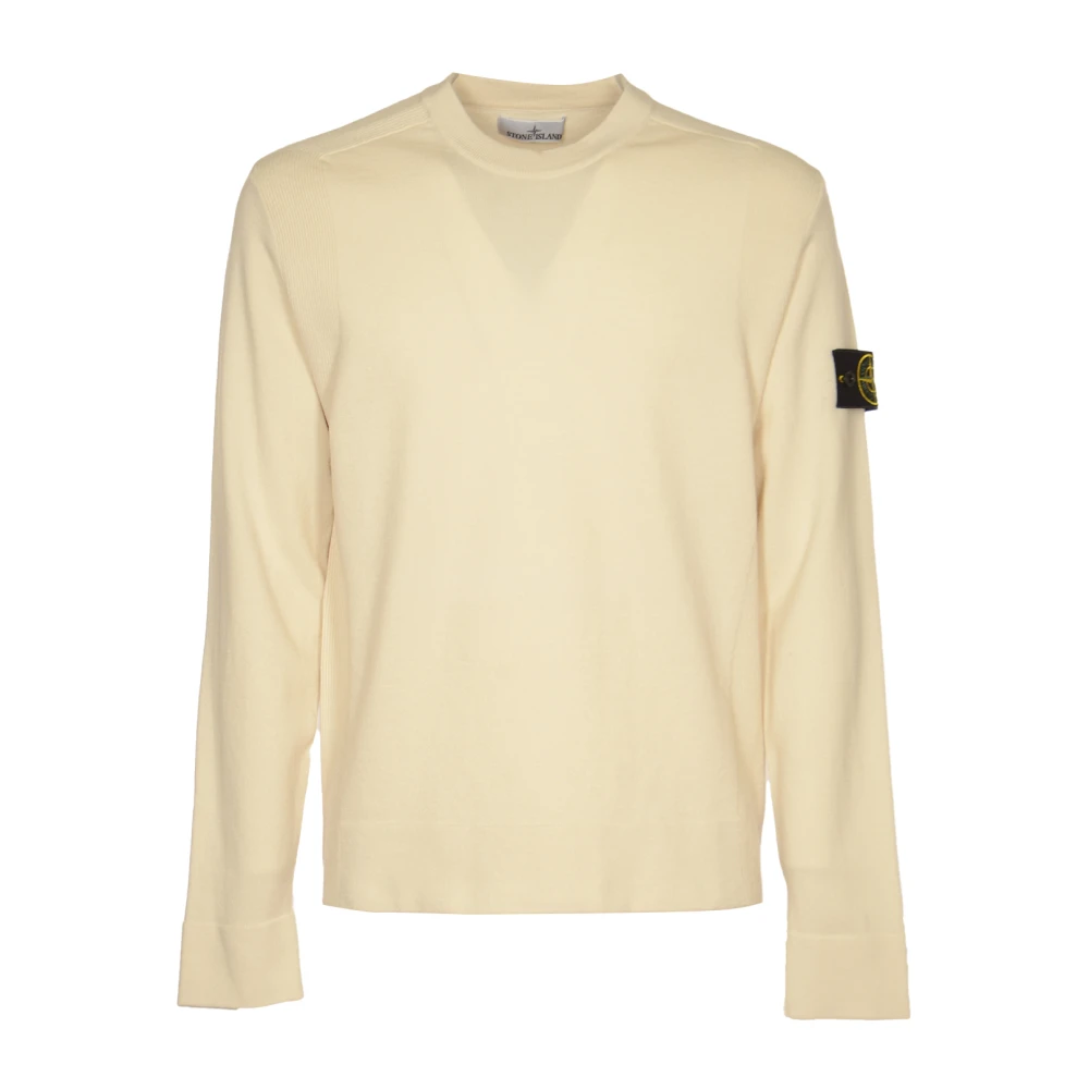 Stone Island Geribbelde Wol Stretch Crewneck Sweatshirt Beige Heren