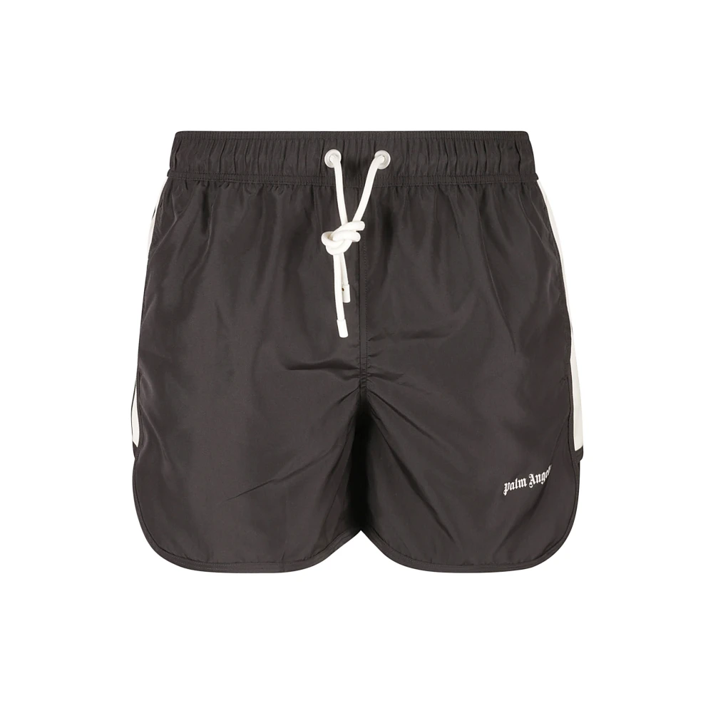Palm Angels Zee Logo Track Zwemshorts Zwart Off White Brown Heren
