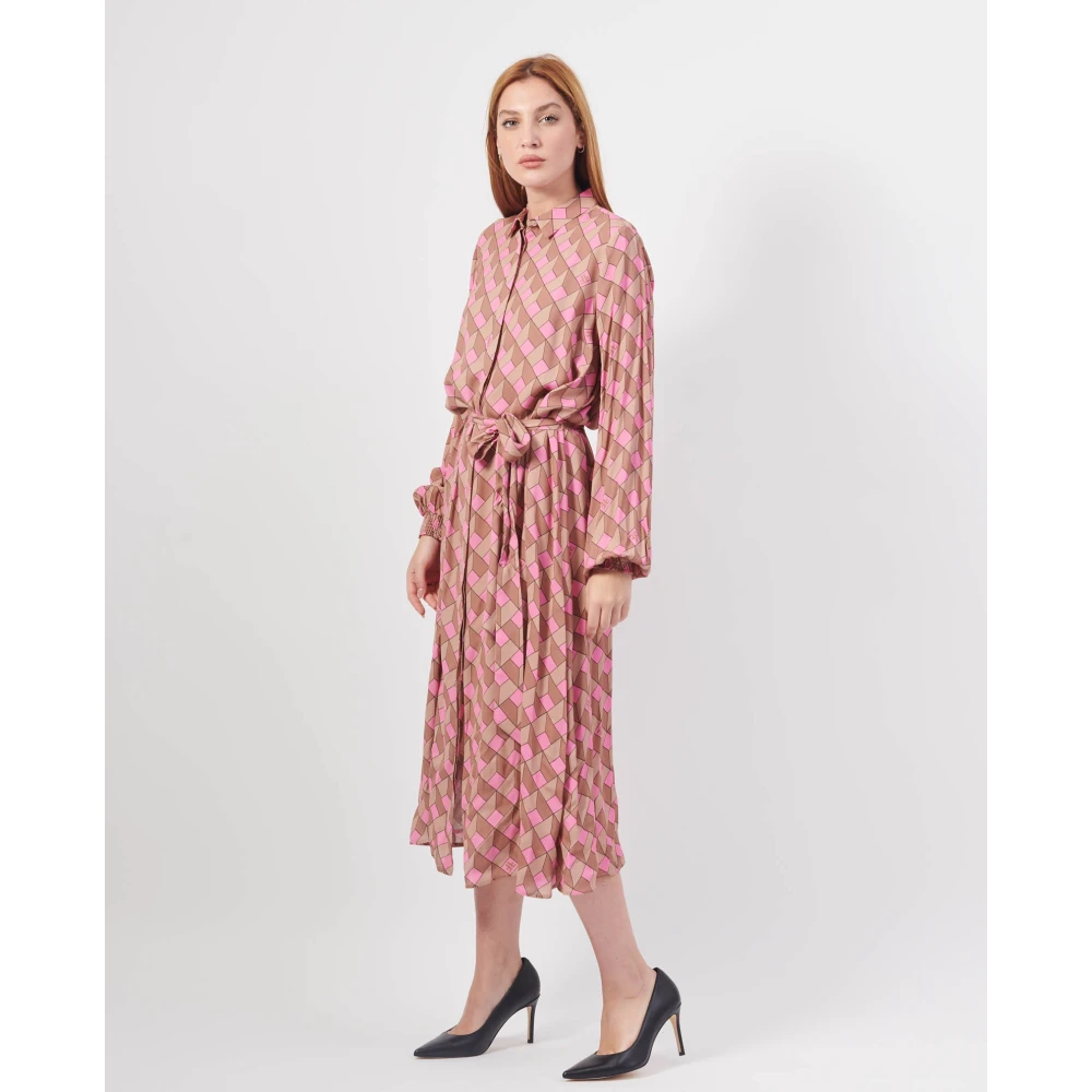 Fracomina Lange jurk met all-over print Pink Dames