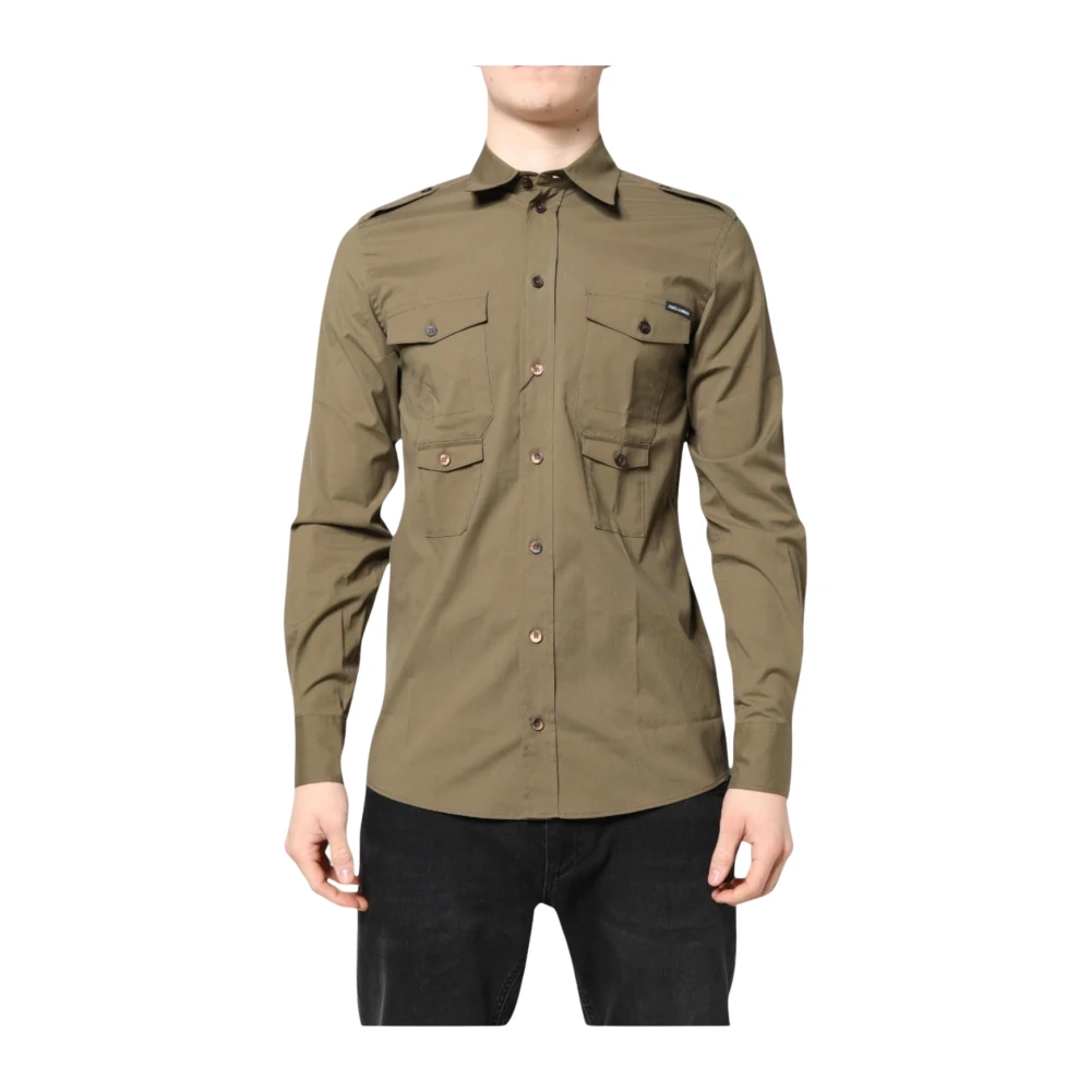 Dolce & Gabbana Brun Casual Skjorta Med Knappstängning