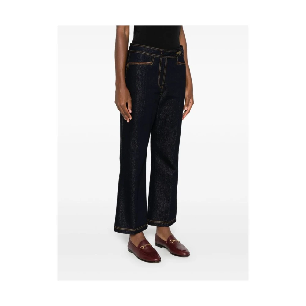 ETRO Indigo Blauw Denim Metallic Jeans Blue Dames