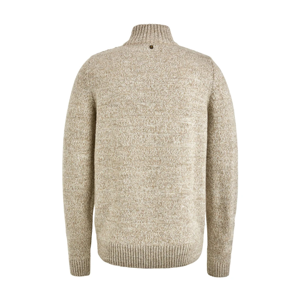 PME Legend Zware Gebreide Pullover R-Hals Trui Beige Heren