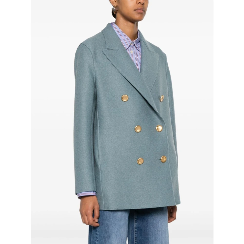 Harris Wharf London Wollen Peacoat Dubbel-Borst Lange Mouw Blue Dames