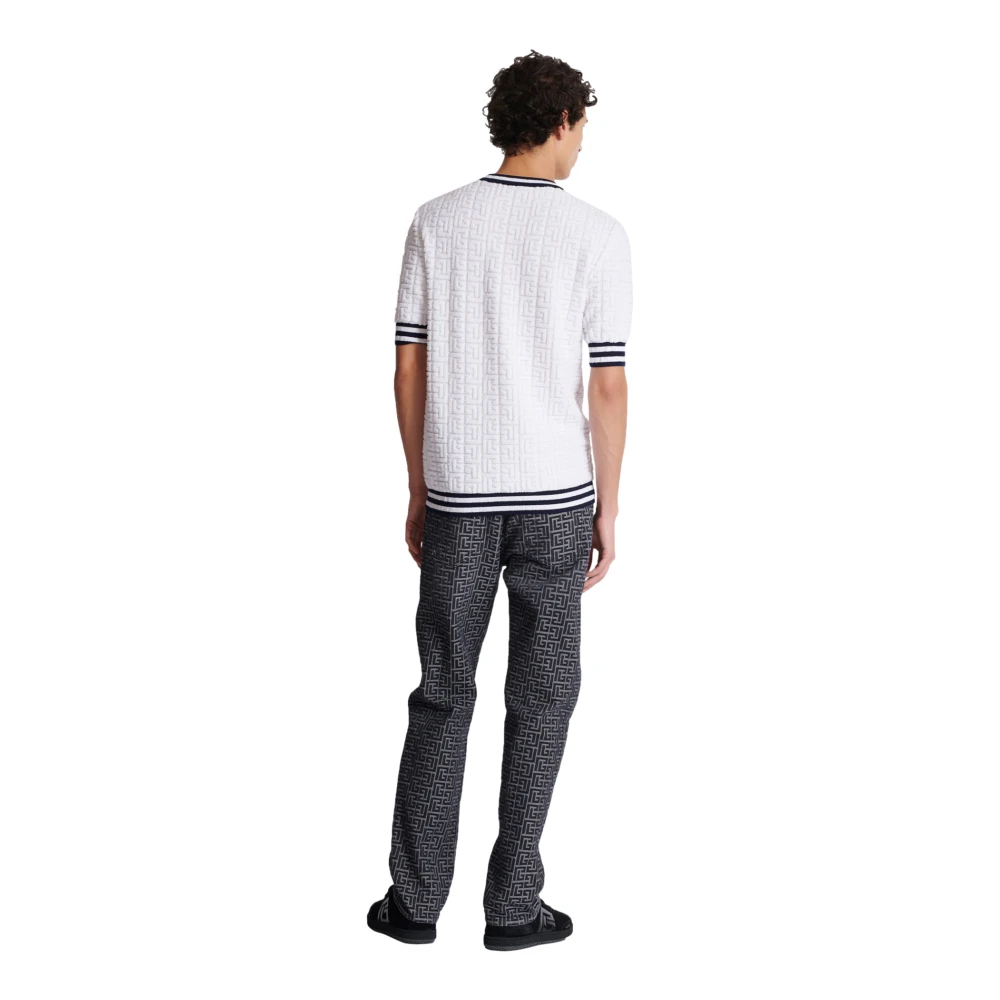 Balmain Kortemouw PB Labyrinth gebreid T-shirt White Heren