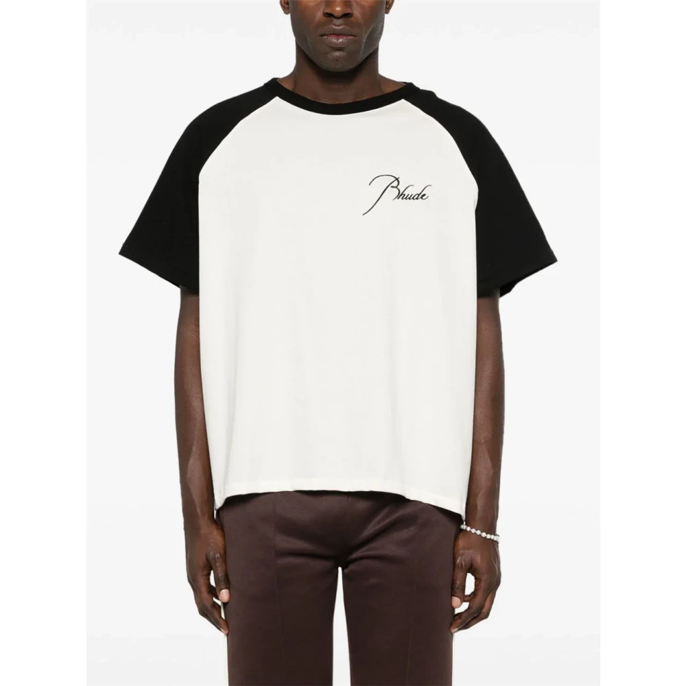 Rhude Vintage Zwart Raglan T-shirt White Heren