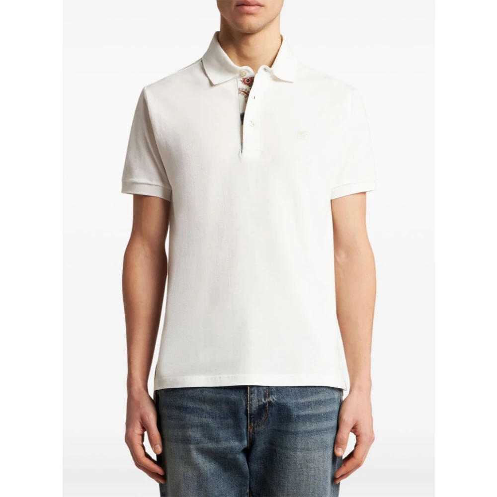 ETRO Witte Piqué Polo Shirt White Heren