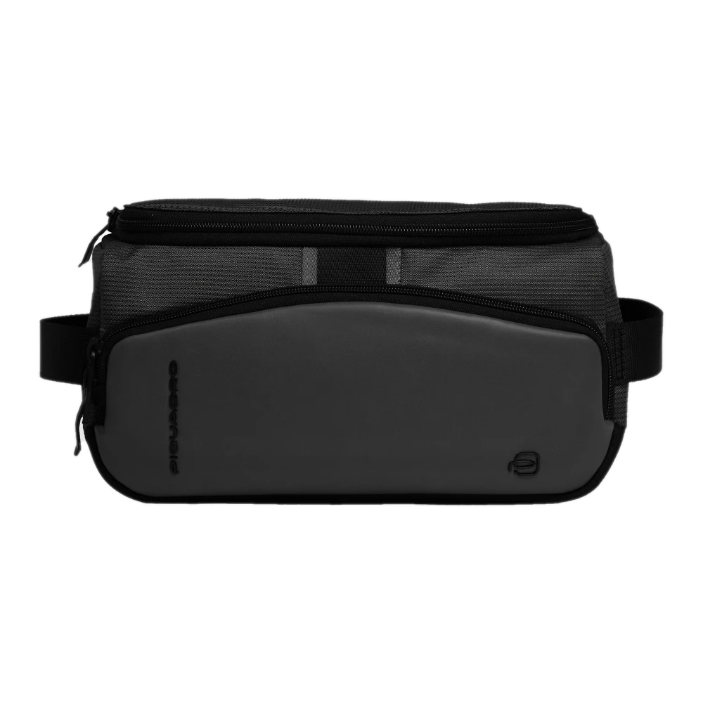 Piquadro Unisex Zwart Tassen One Size, Polyester, Toilettas Van Bio-Based Materiaal