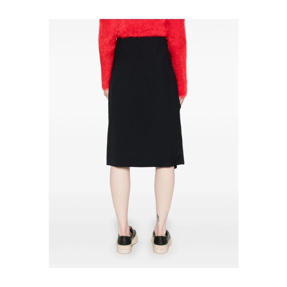 Plan C Wollen Midi Rok Blue Dames