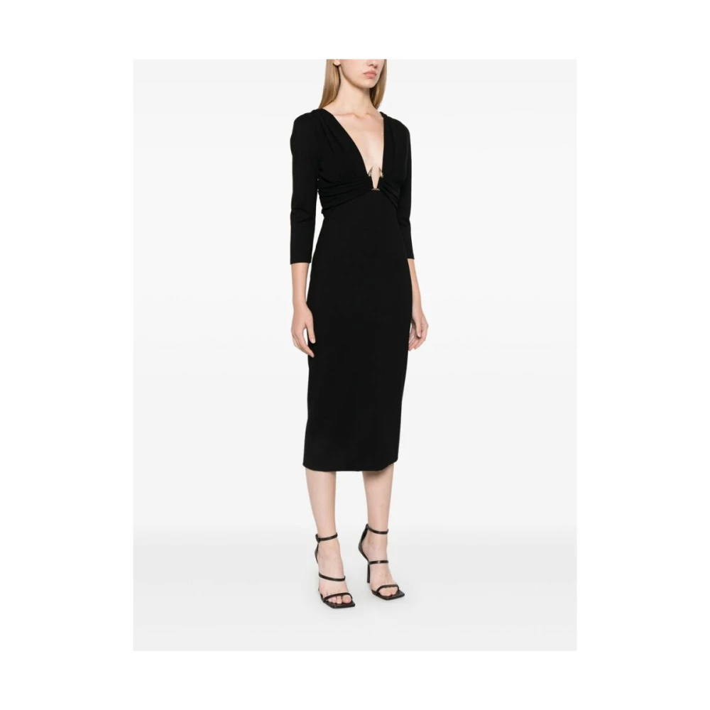 Roberto Cavalli Zwarte jurk in plunjstijl met klauwdetail Black Dames