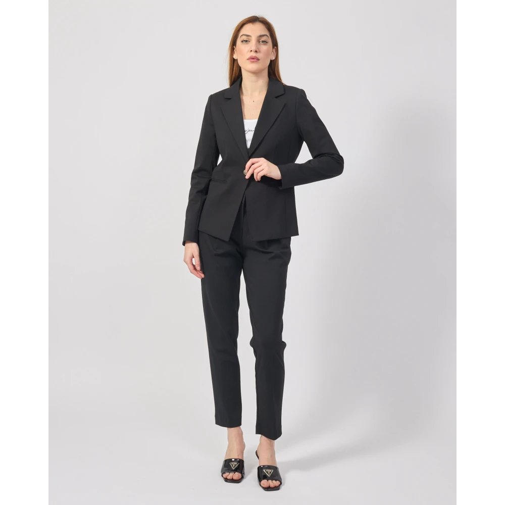 YES ZEE Zwarte jas met Milano-stiksels Black Dames