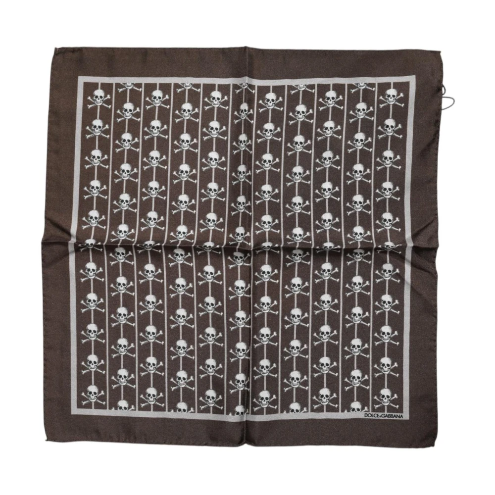 Dolce & Gabbana Hombre Marrón - Pañuelo De Seda Con Calavera - Accessories - One Size
