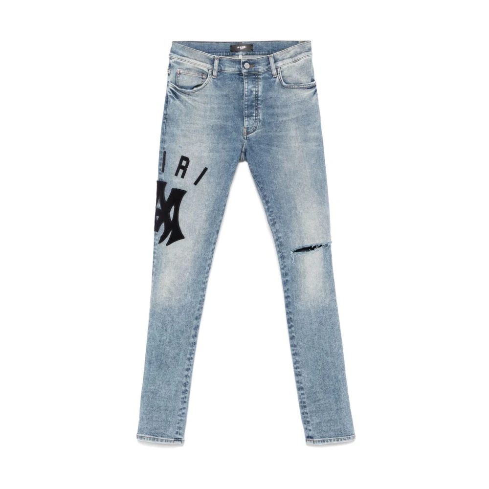 Amiri Indigo Blauwe Klassieke Jeans Met Knoopsluiting Blue Heren