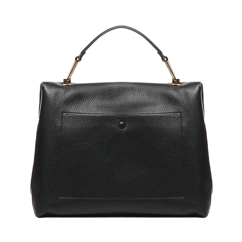 Coccinelle Zwarte Leren Schoudertas Draaisluiting Black Dames