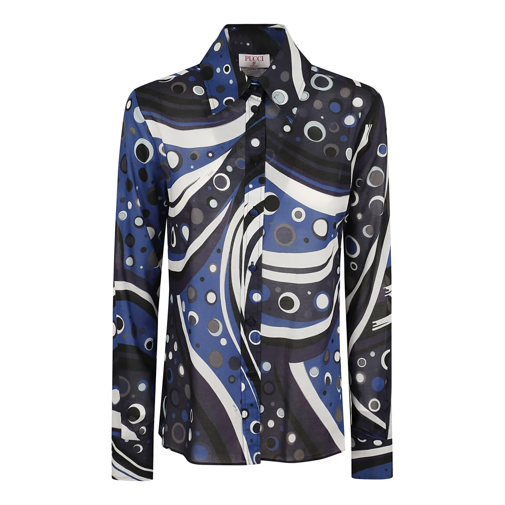 EMILIO PUCCI Blauw Shirt met Uniek Ontwerp Multicolor Dames