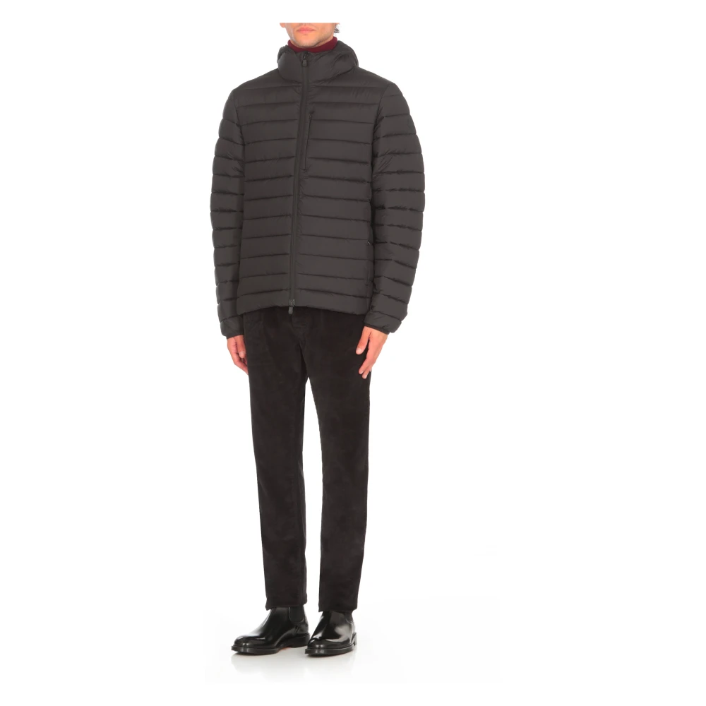 Save The Duck Zwarte Gewatteerde Jas Met Capuchon Black Heren