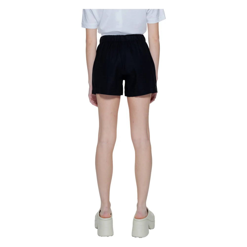 Only Linnen Pull-Up Shorts Black Dames