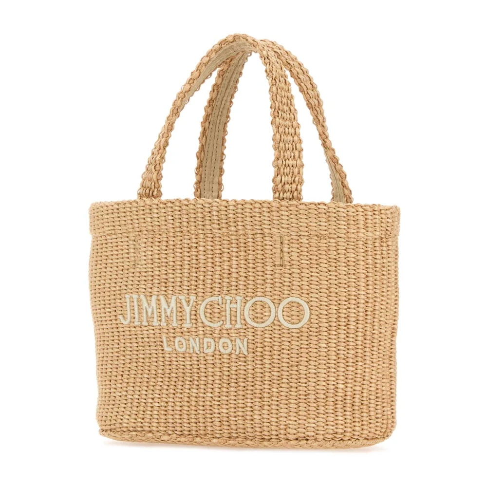 Jimmy Choo Mini Strandhandtas in Beige Raffia Beige Dames