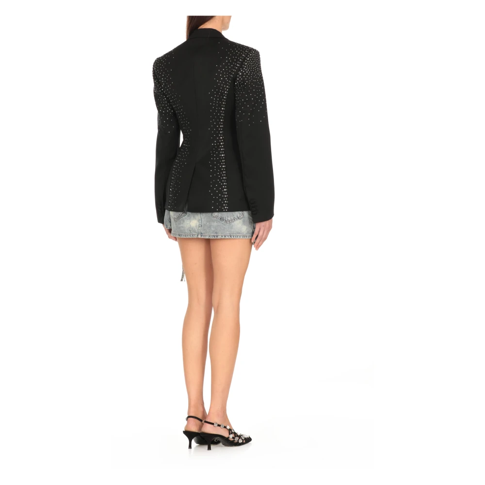 The Attico Zwarte wollen blazer met pieklapel Black Dames