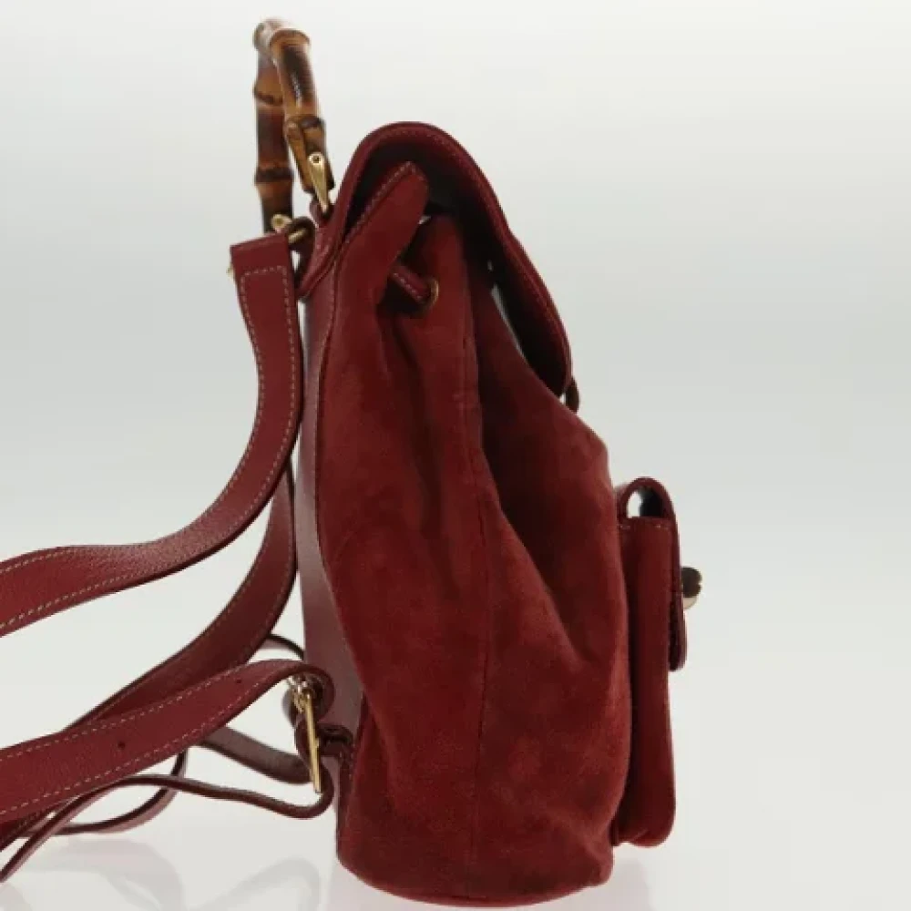 Gucci Vintage Pre-owned Suede backpacks Red Dames