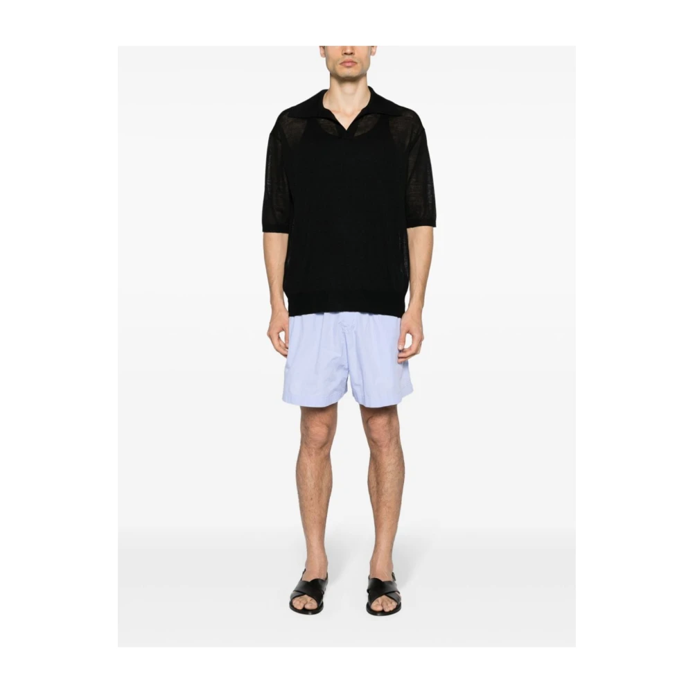 Auralee Zwart Mélange Polo T-shirt Black Heren