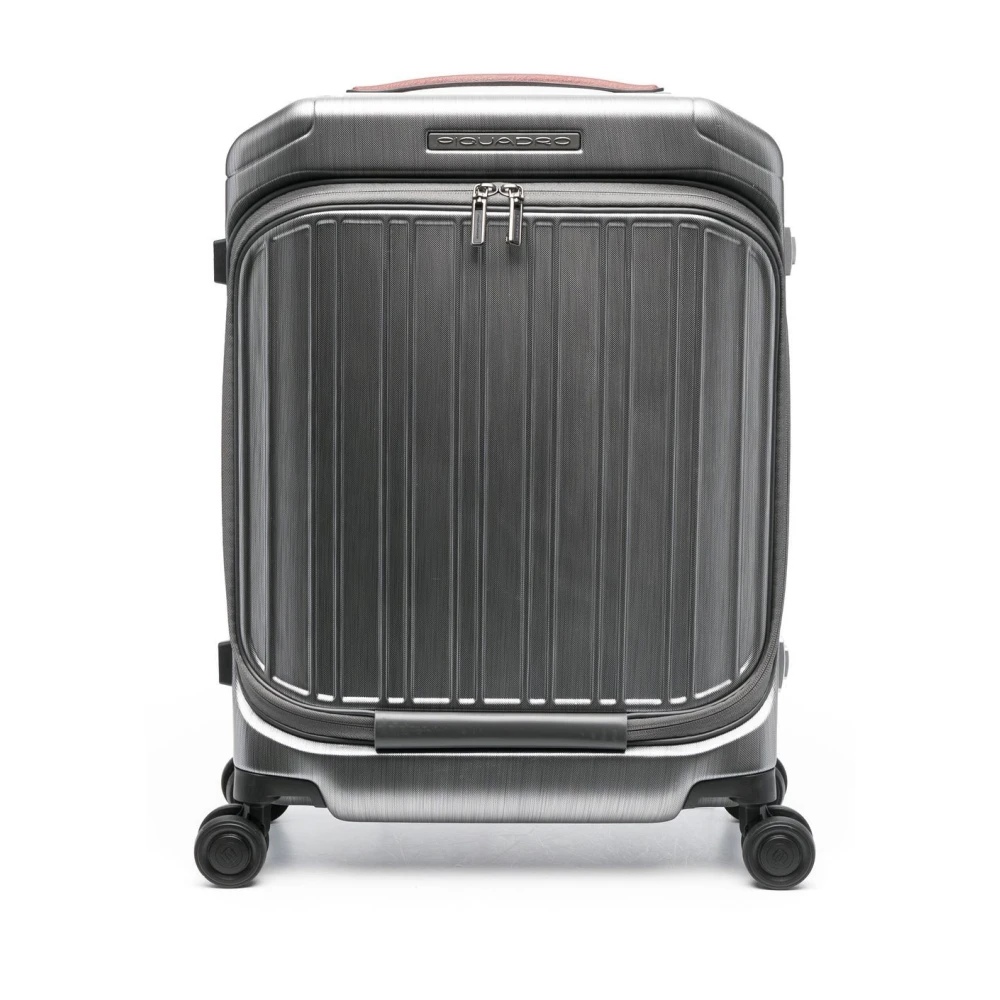 Piquadro Leren koffer met TSA-slot Gray Unisex