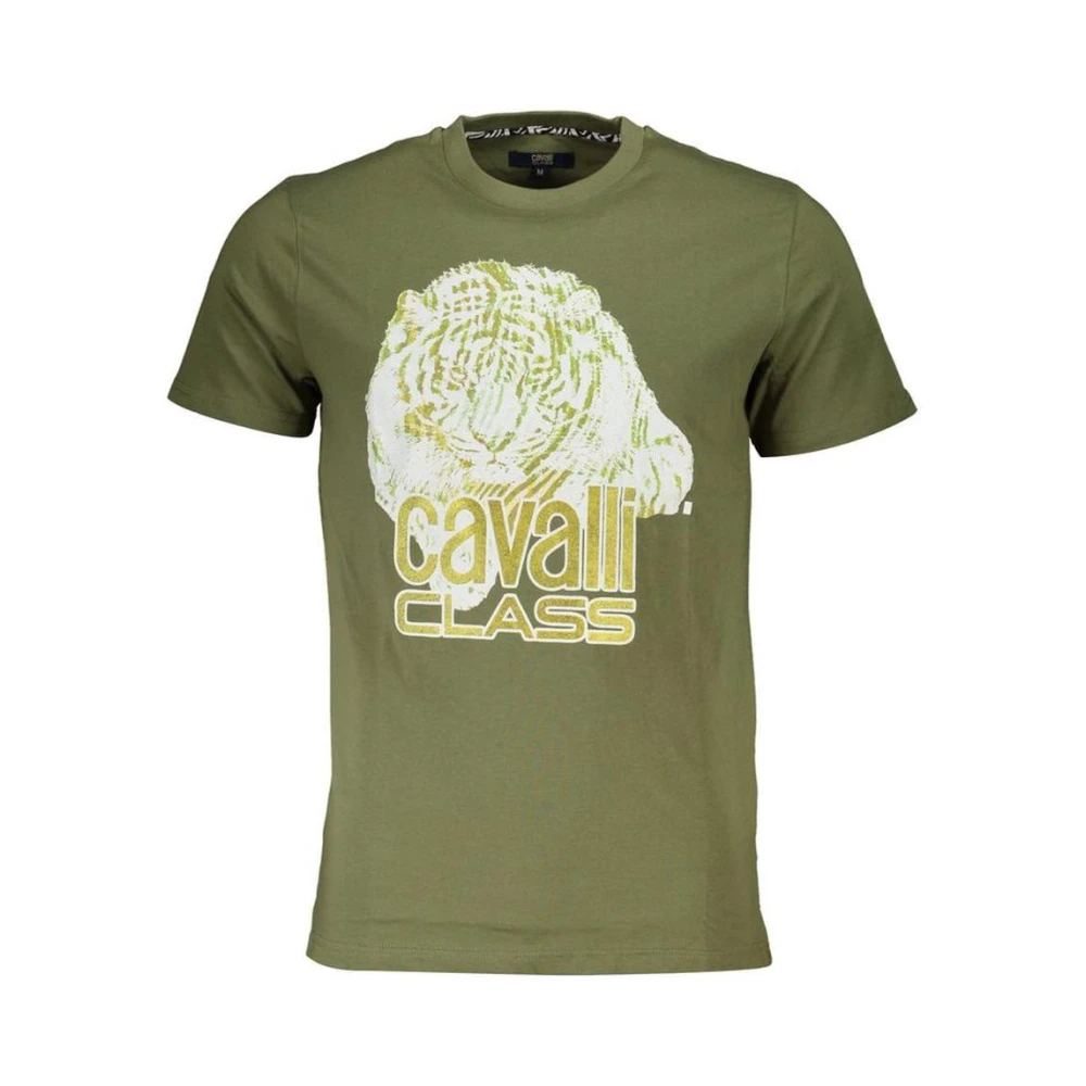 Cavalli Class Men's Green Military Tiger Head Tee