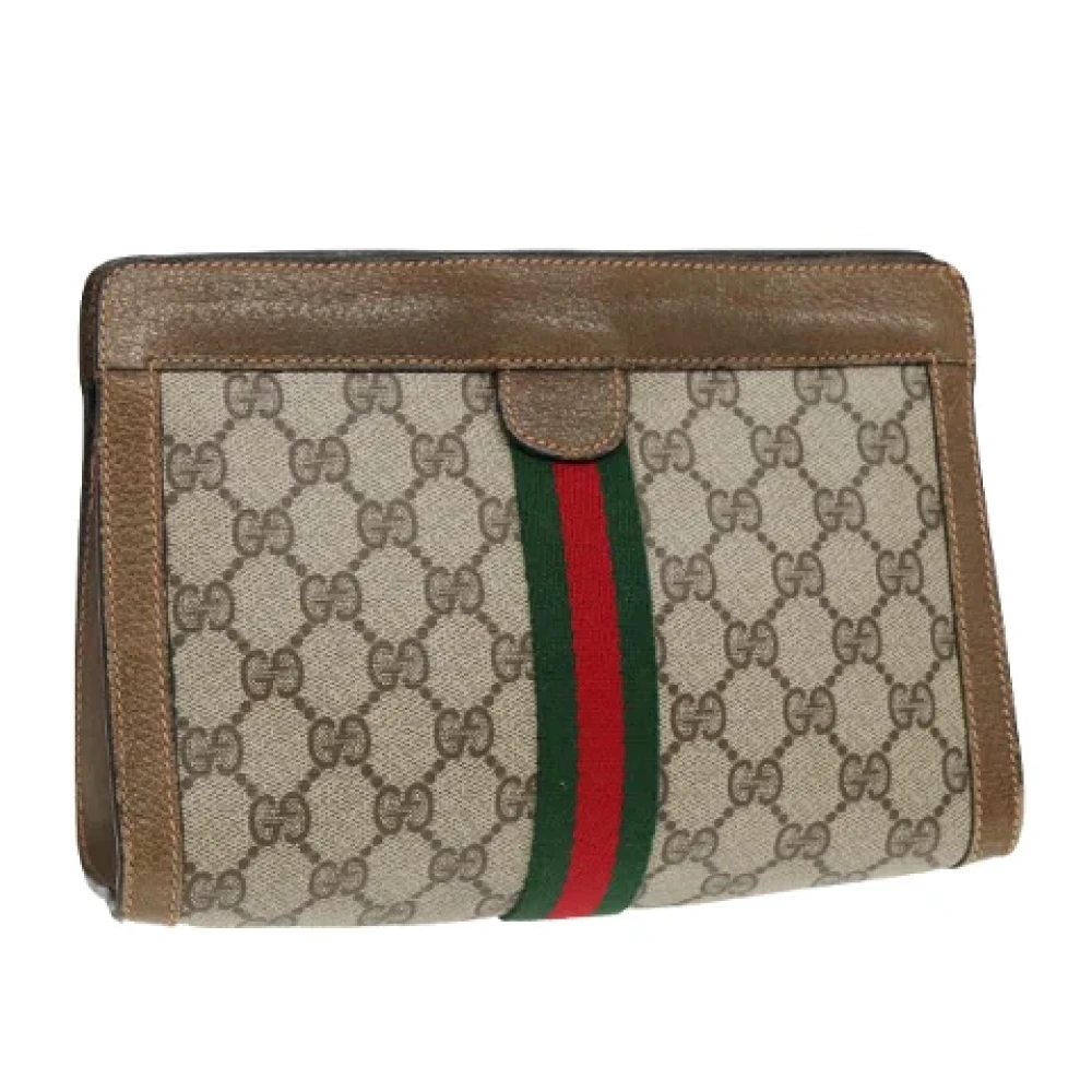 Gucci Vintage Pre-owned Leather clutches Beige Dames