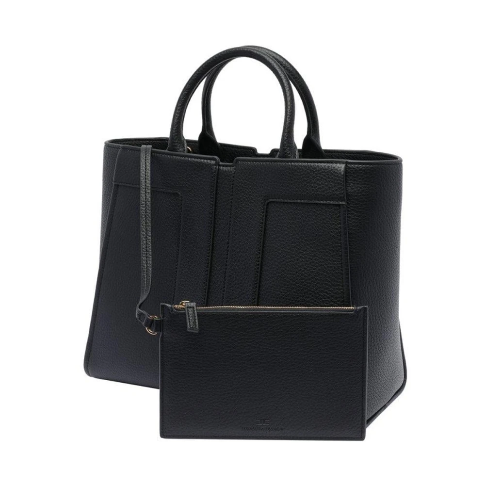 Elisabetta Franchi Zwart Geometrisch Stiksel Verwijderbare Zak Tas Black Dames