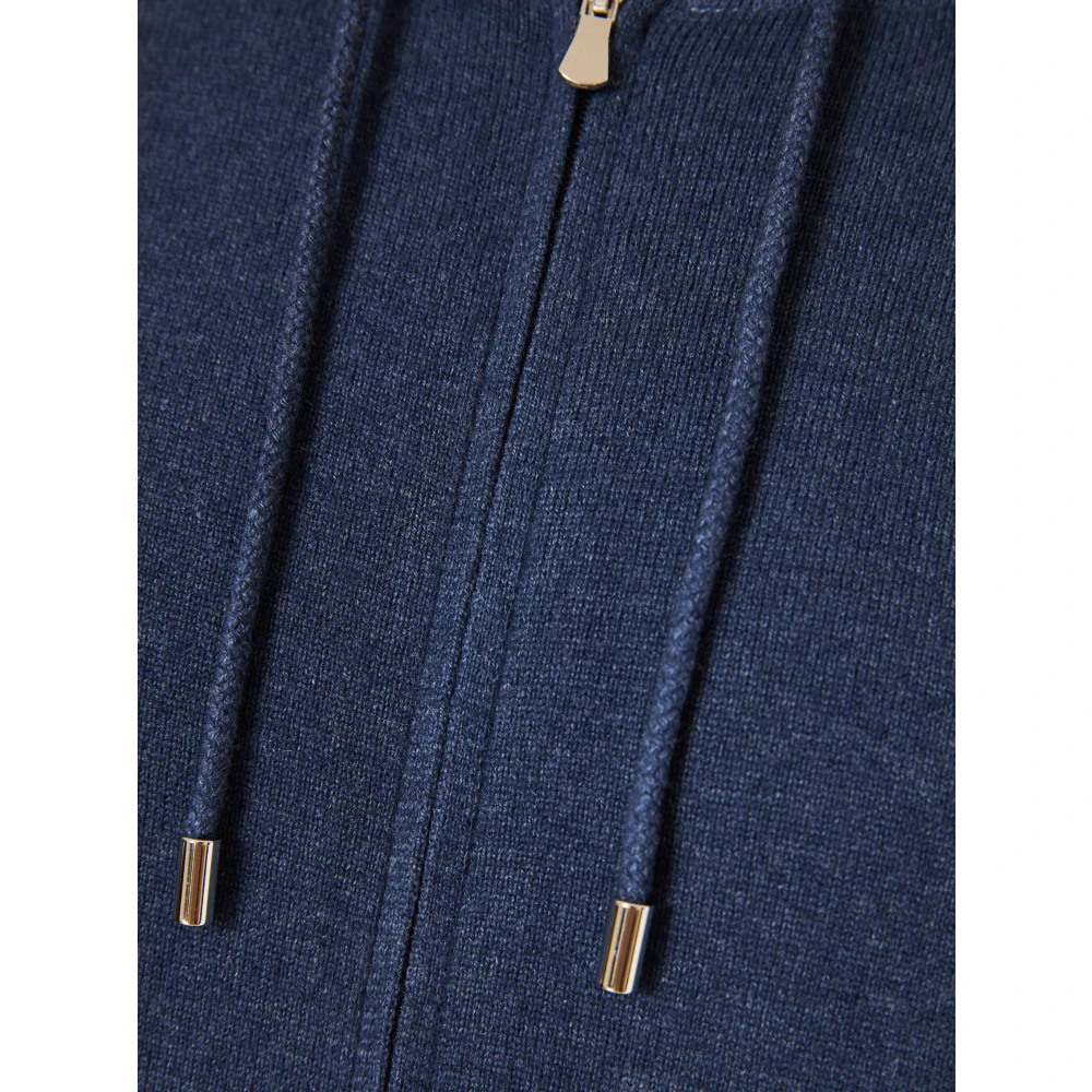 Gran Sasso Luxe Wol Kasjmier Hoodie Made in Italy Blue Heren