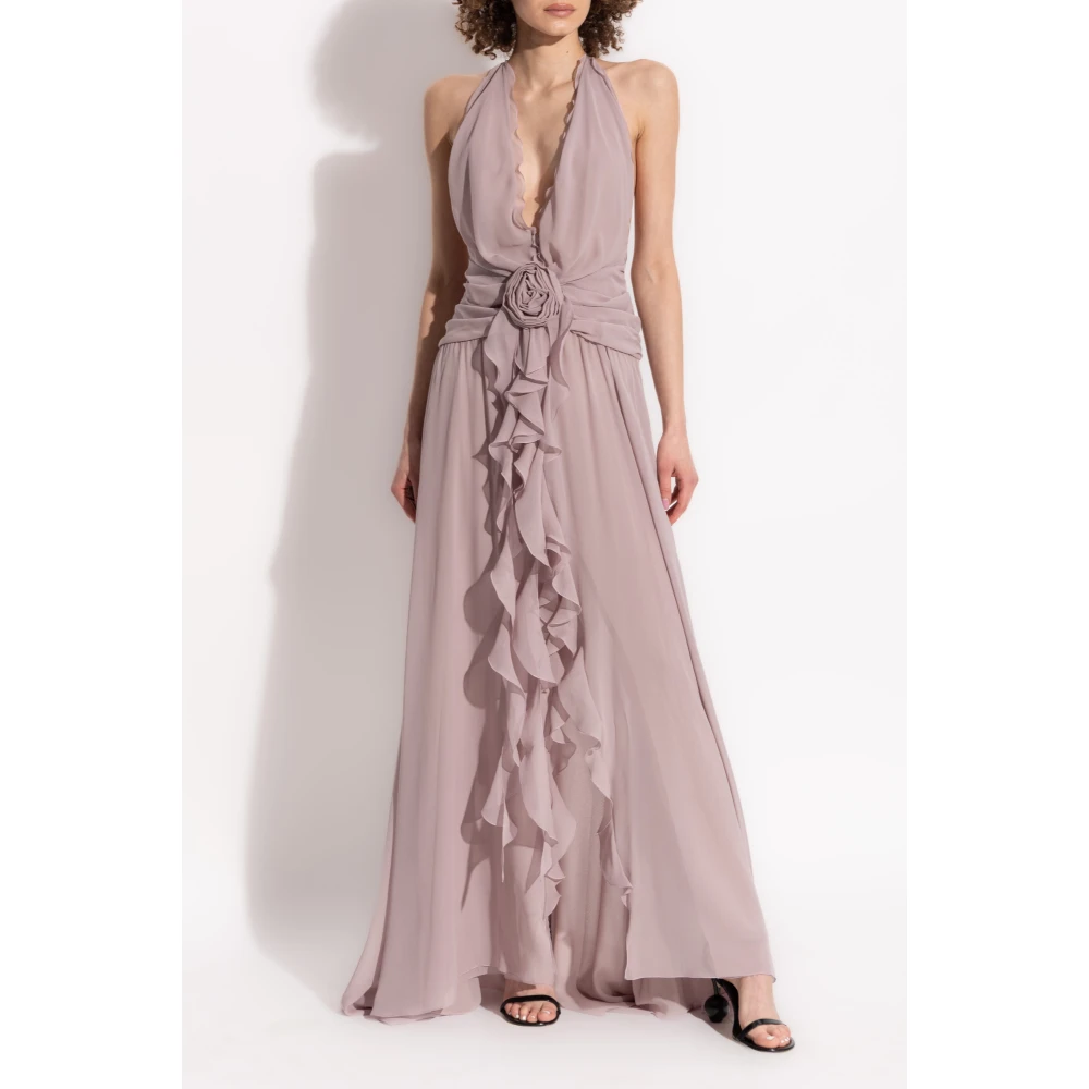 Blumarine Zijden jurk met open rug Purple Dames