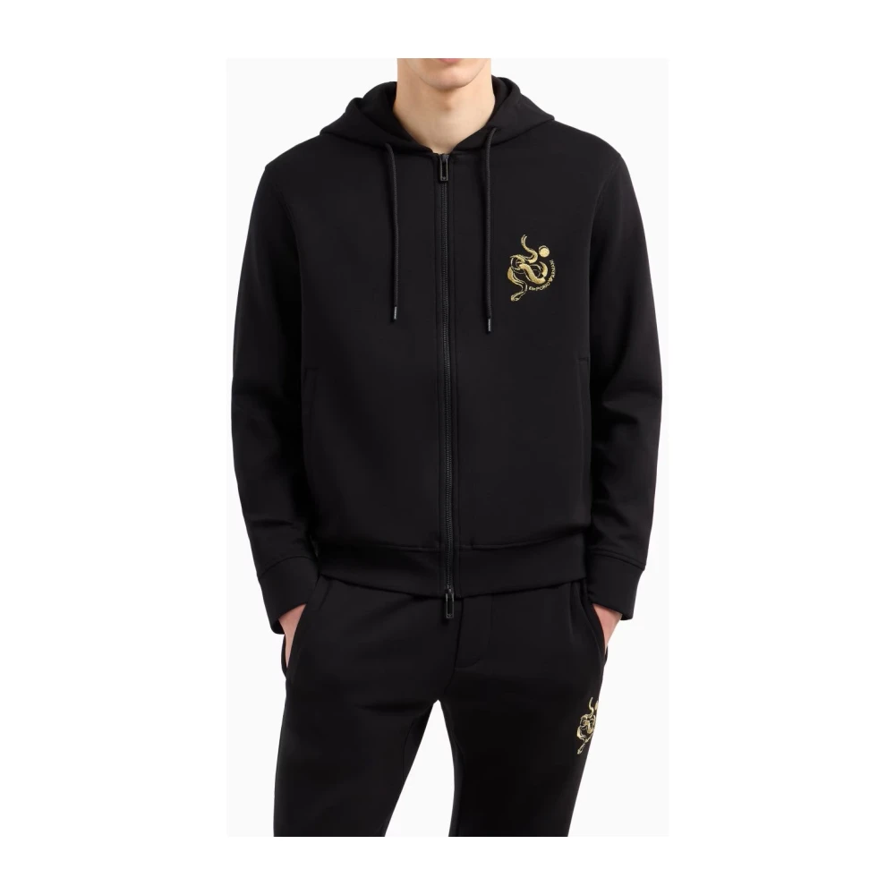 Emporio Armani Omkeerbare Zwarte Blouson Jas Black Heren