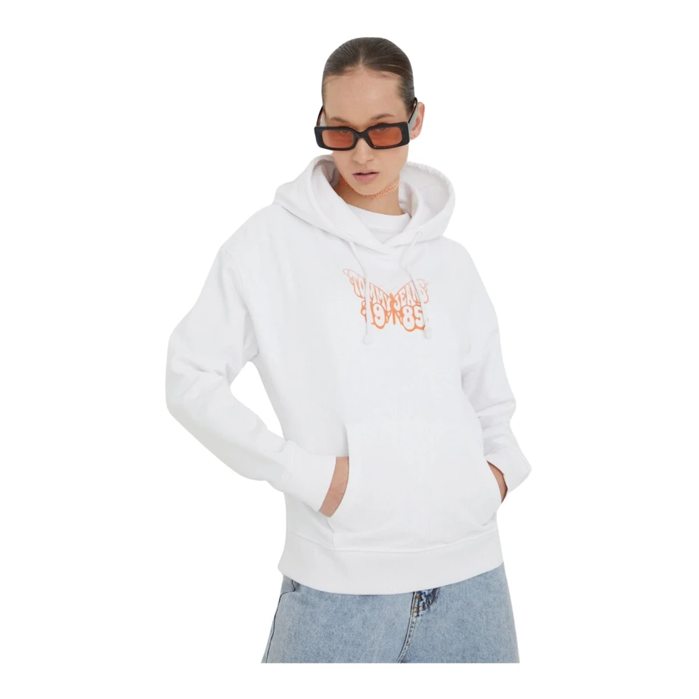 Tommy Jeans Butterfly Logo Hoodie White Dames