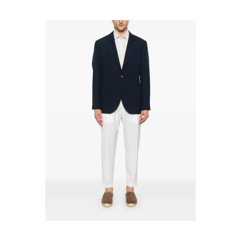 BRUNELLO CUCINELLI Navy Blue Jas met Knoopsluiting Blue Heren