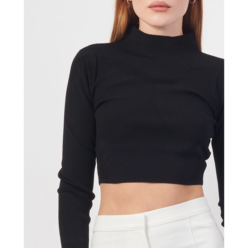 PATRIZIA PEPE Zwarte Trui Minimalistische Stijl Black Dames