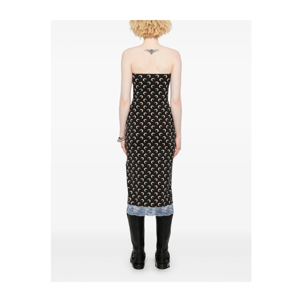 Marine Serre Bruine Kant Bandeau Jurk Brown Dames