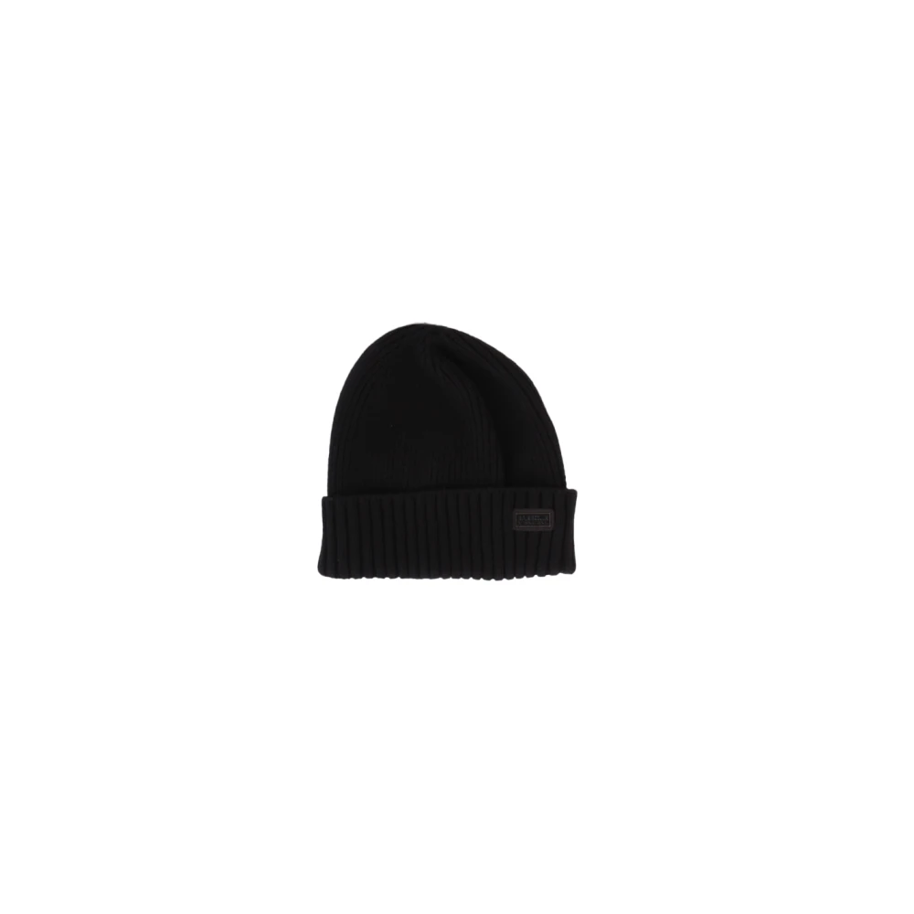 Barbour Zwarte Logo Voorkant Wollen Hoed Black Heren