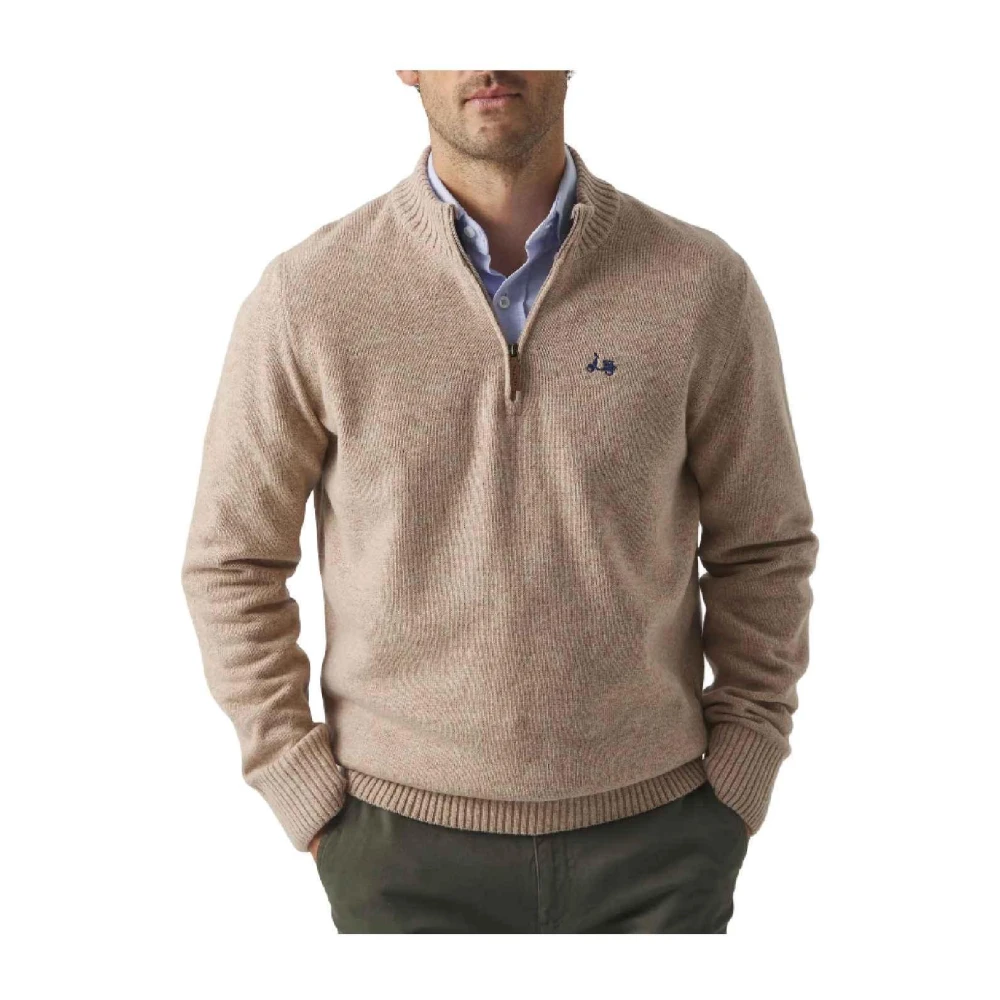 Scotta Men's Beige Turtlenecks, S, Half-Zip Turtleneck