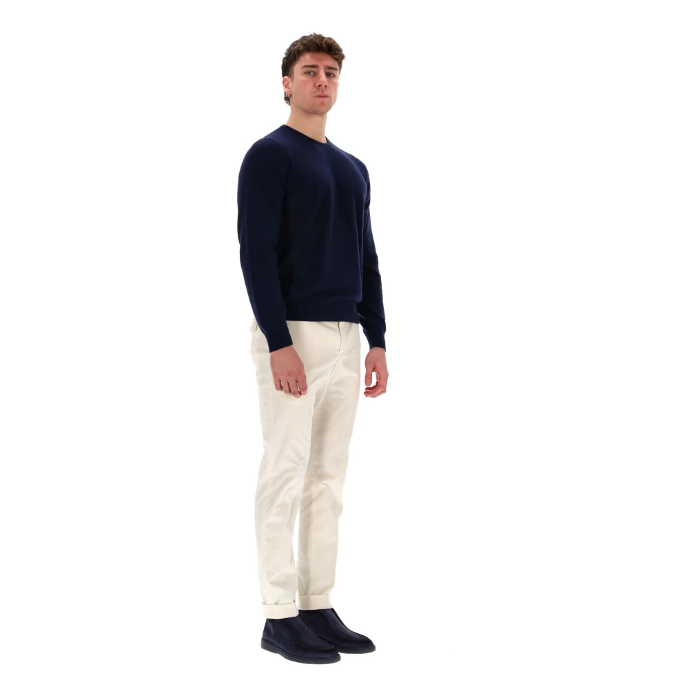 Barba Blauwe Ronde Hals Wol-Kasjmier Trui Blue Heren