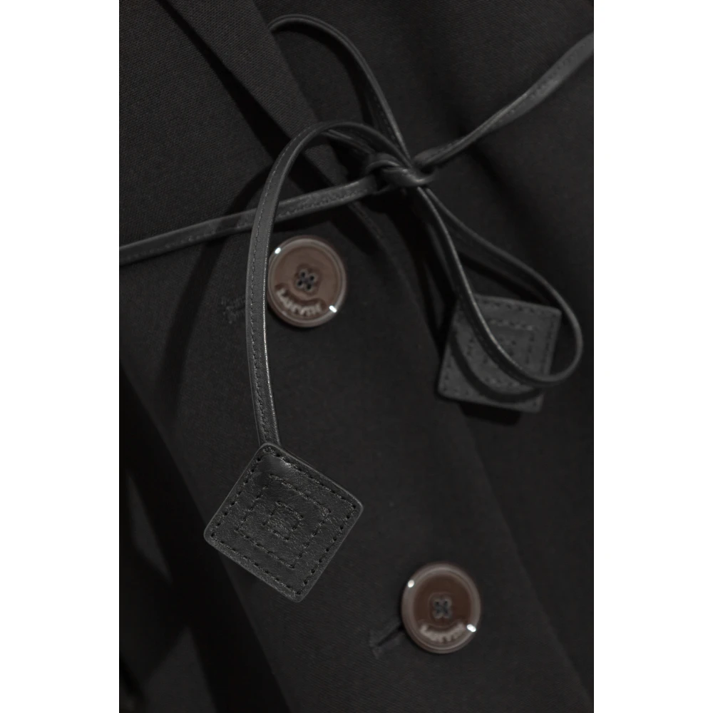 Lanvin Wollen blazer met leren strikken Black Dames