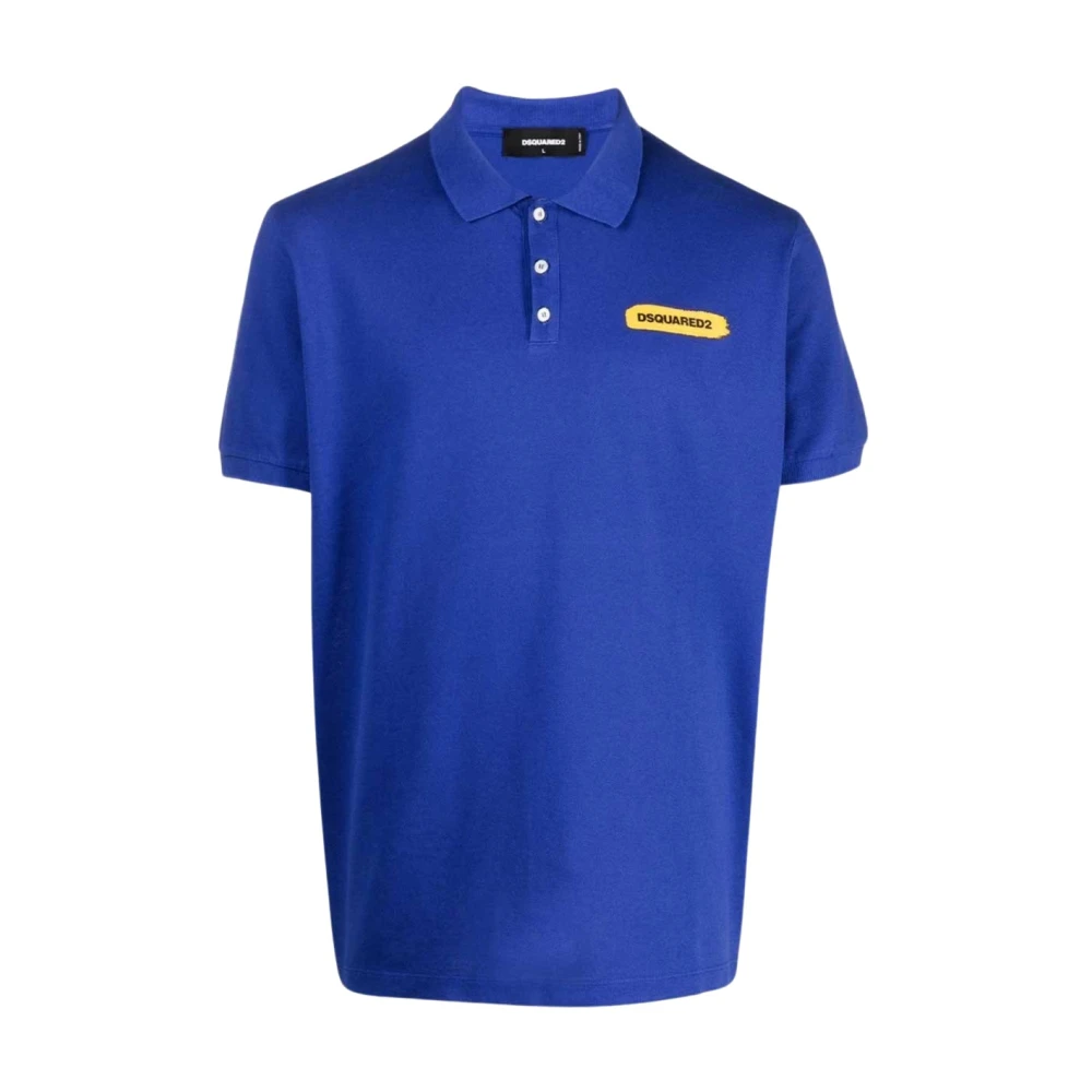 Dsquared2 Blauw Polo Shirt met Logo Print Blue Heren