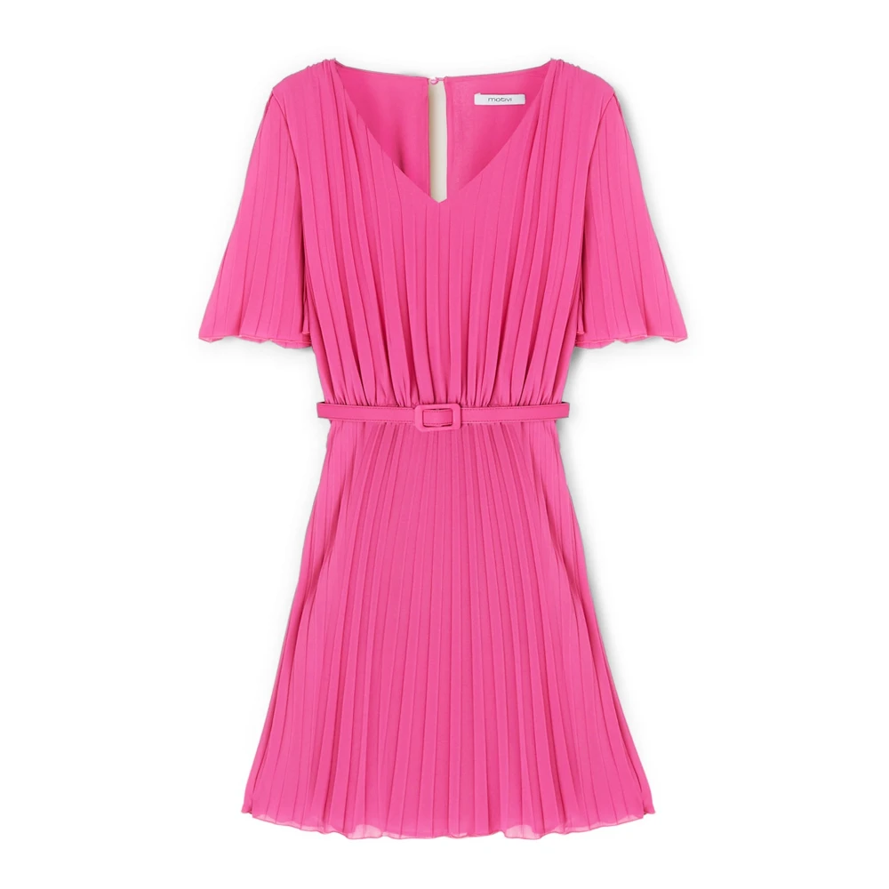 Motivi Geplooid Minijurkje met Riem Pink Dames
