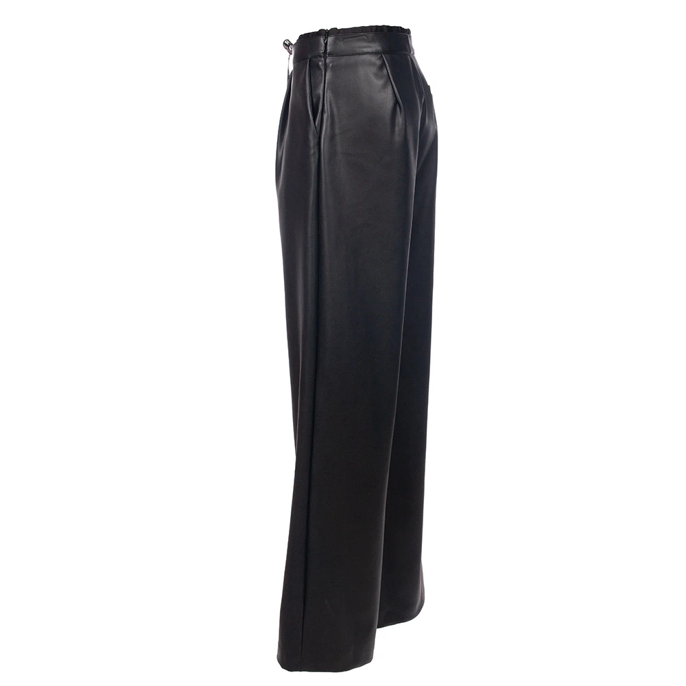 Ermanno Scervino Wijde broek van imitatieleer Black Dames