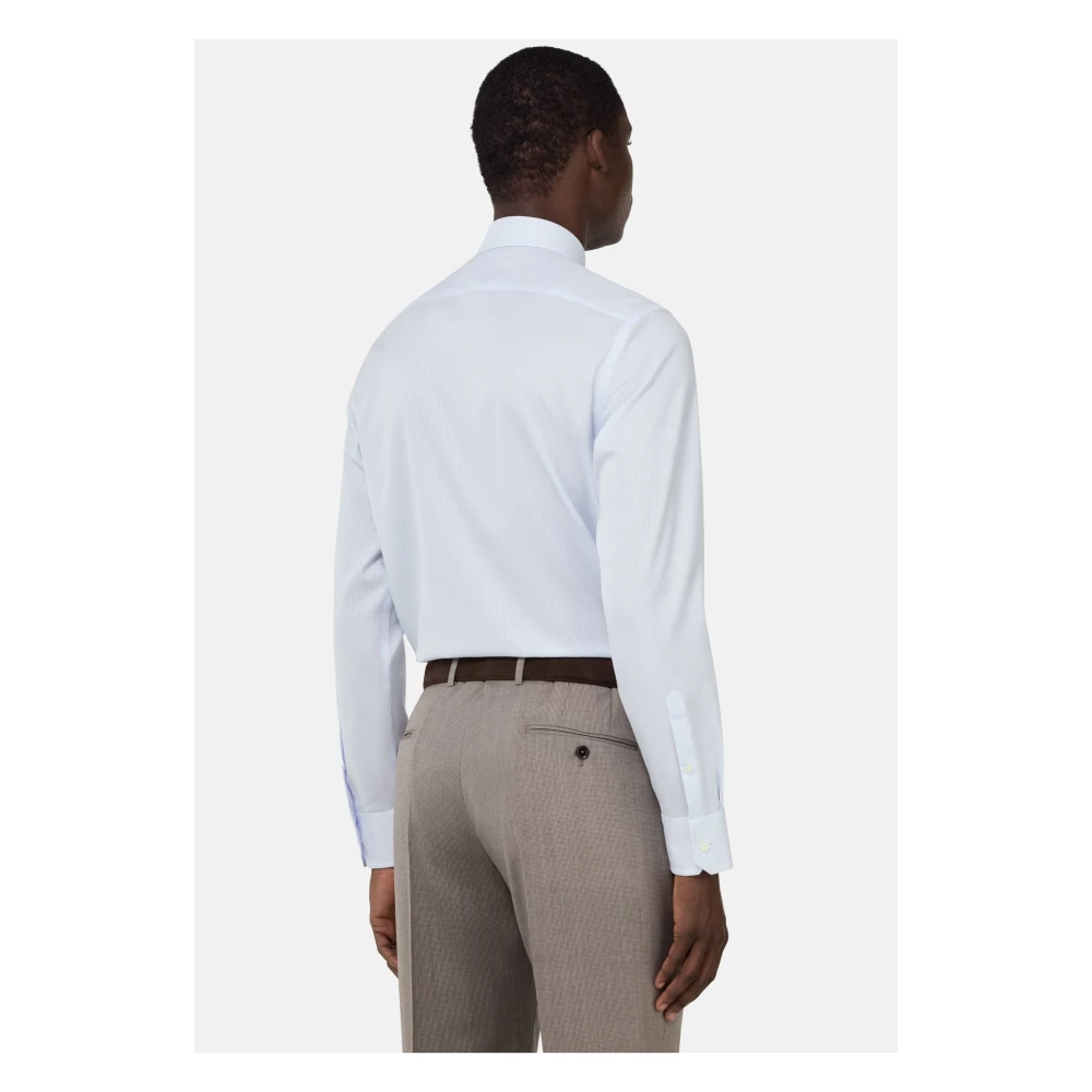 Boggi Milano Slim Fit Getailleerd Katoenen Overhemd Blue Heren