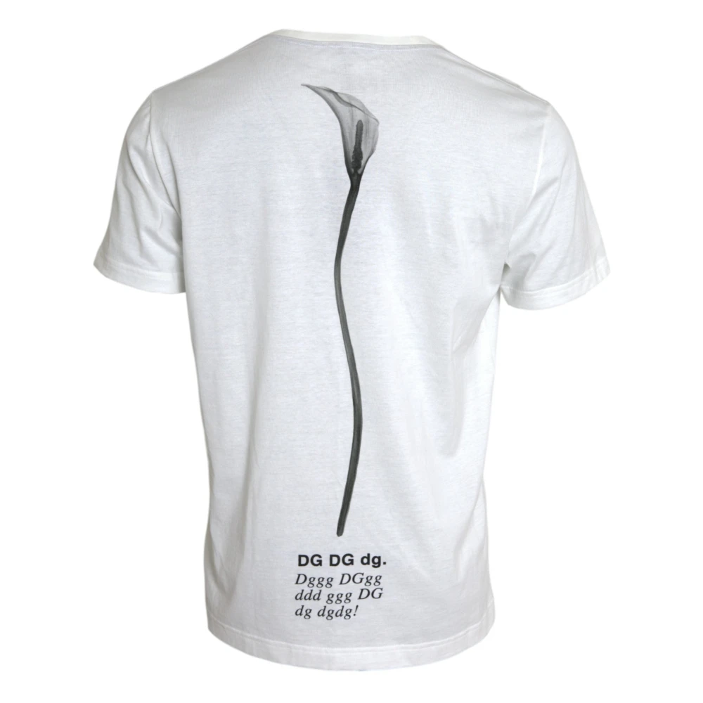 Dolce & Gabbana Wit Bloemenprint Crew Neck T-shirt White Heren