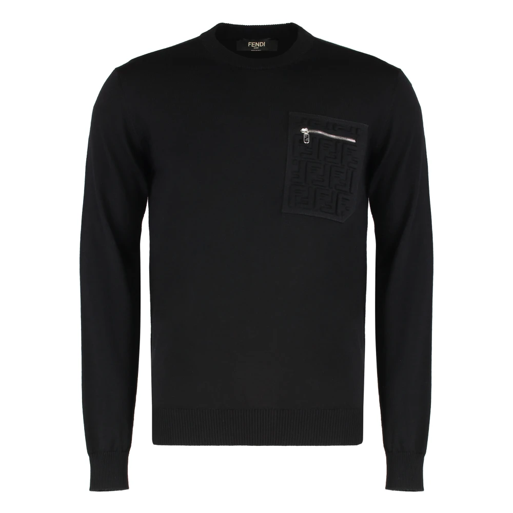 Fendi Men's Black Round-Neck Jumper - Round-Neck Knitwear - S - Knitwear