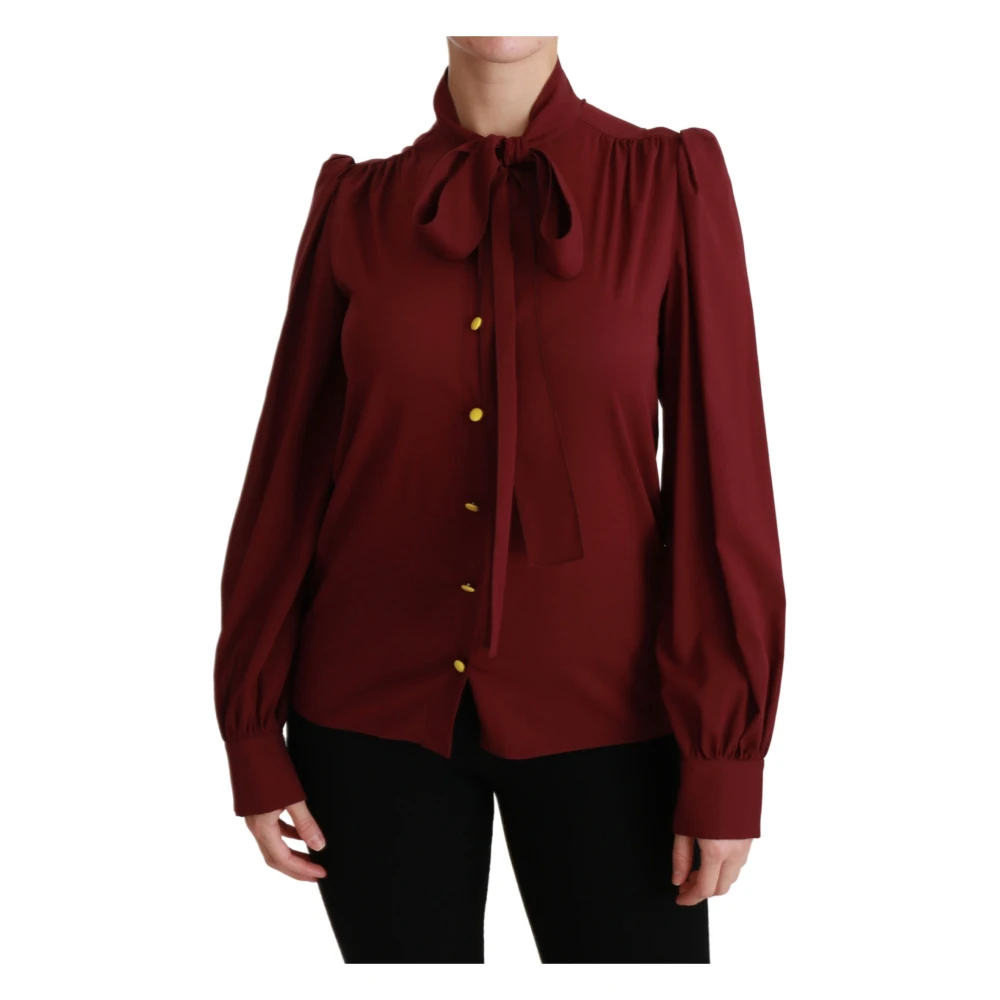 Dolce & Gabbana Women's Brown Silk Blend Polo Blouse In Chestnut - Shirts - Xs - Blouses & Shirts